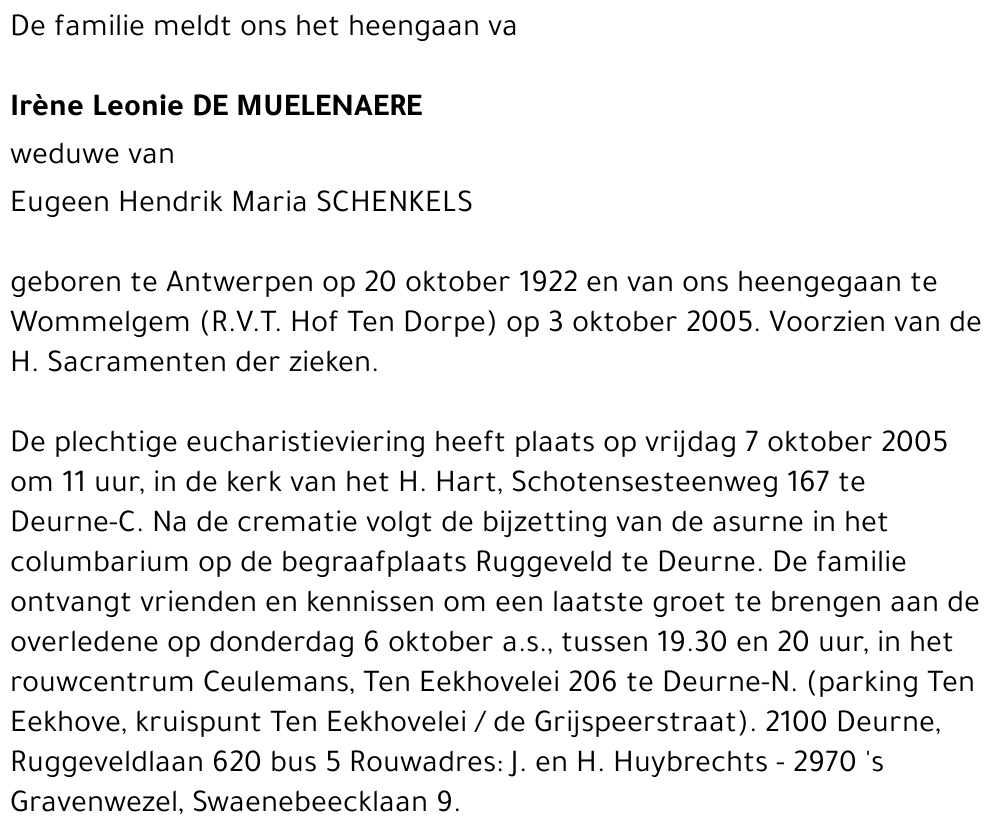 IRENE LEONIE DE MUELENAERE