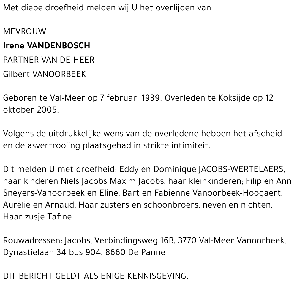Irene Vandenbosch