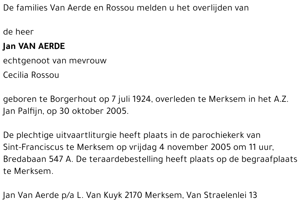 Jan VAN AERDE