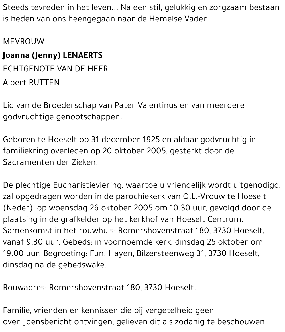 Joanna (Jenny) Lenaerts