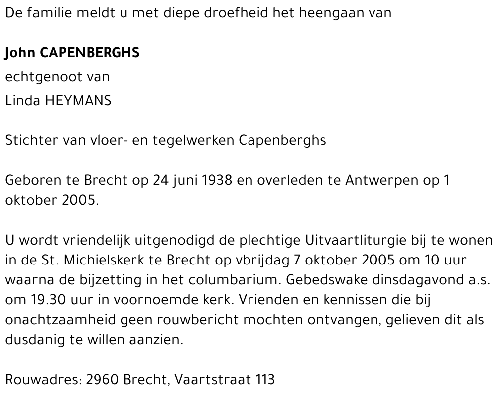 JOHN CAPENBERGHS