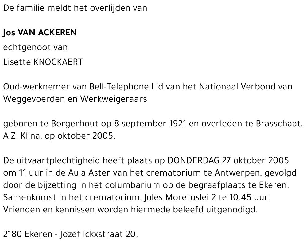 Jos VAN ACKEREN