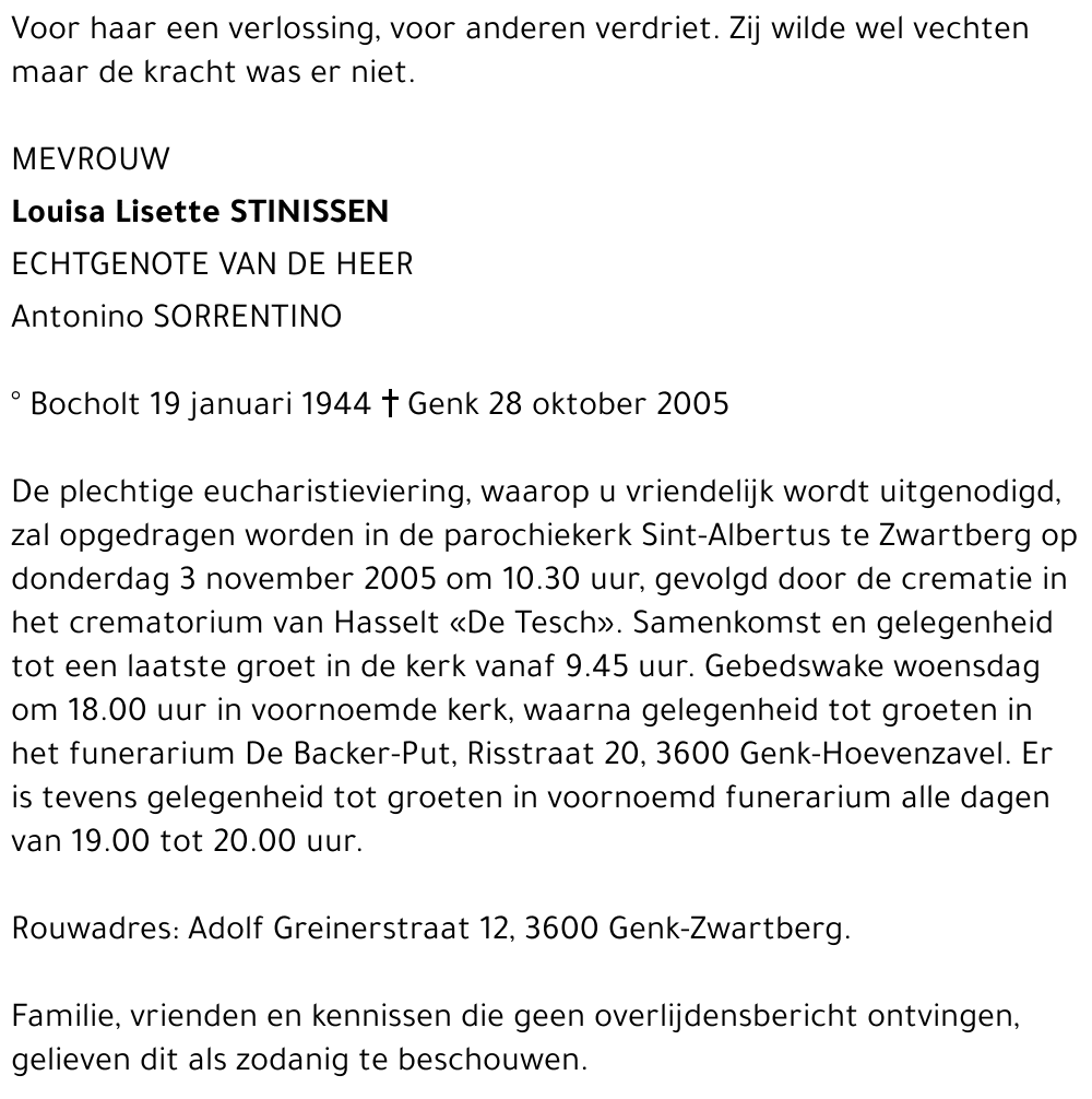 Louisa Lisette Stinissen