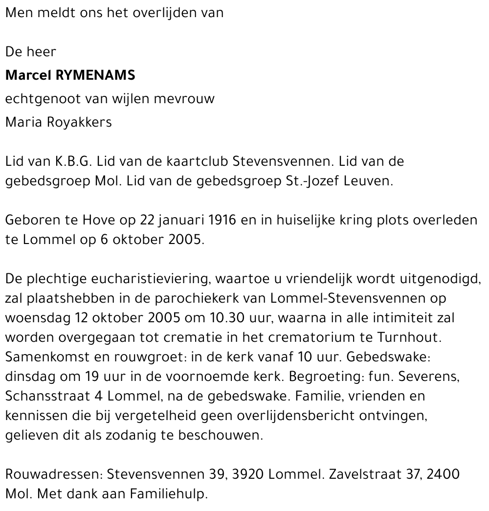 MARCEL RYMENAMS