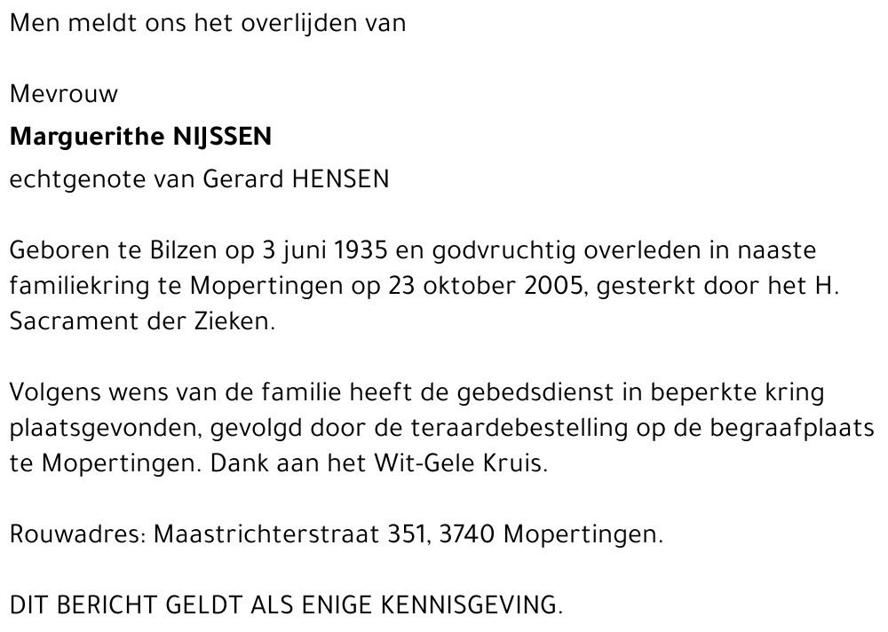 Marguerithe Nijssen