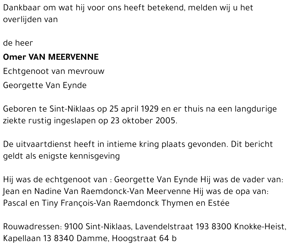 Omer Van Meervenne
