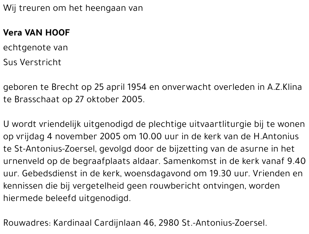 Vera VAN HOOF