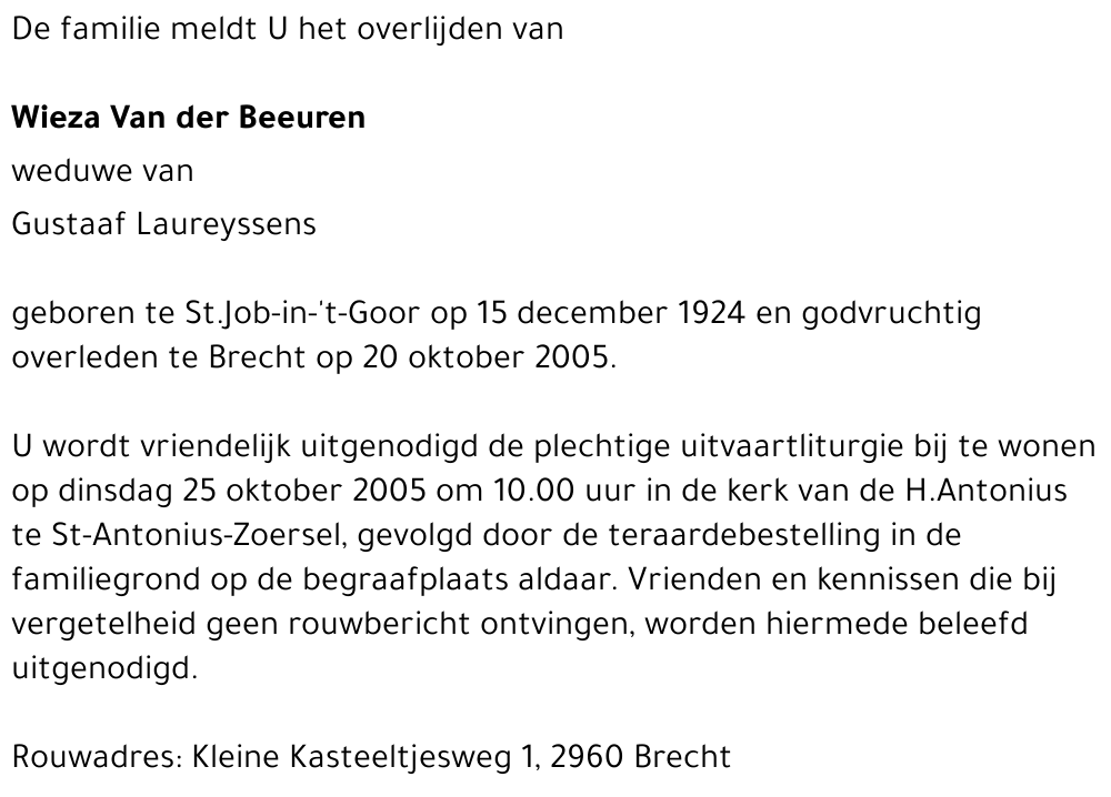 Wieza VAN DER BEEUREN