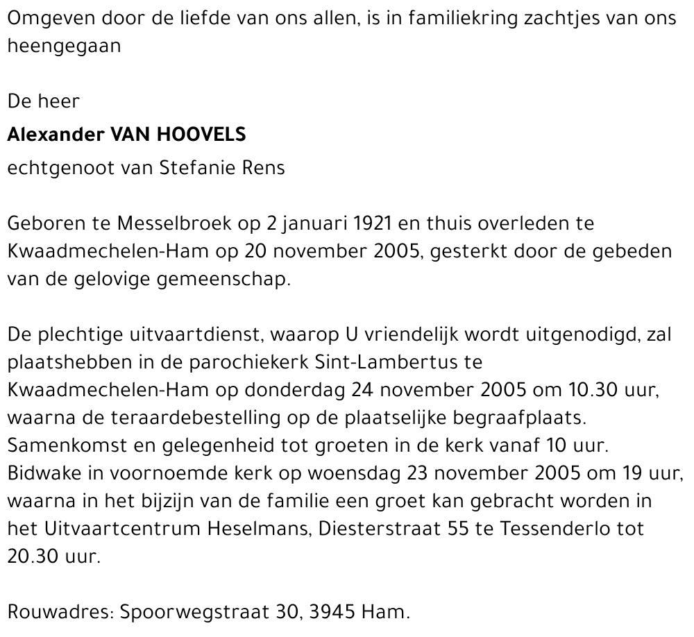 Alexander Van Hoovels