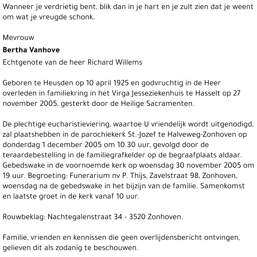 Bertha Vanhove