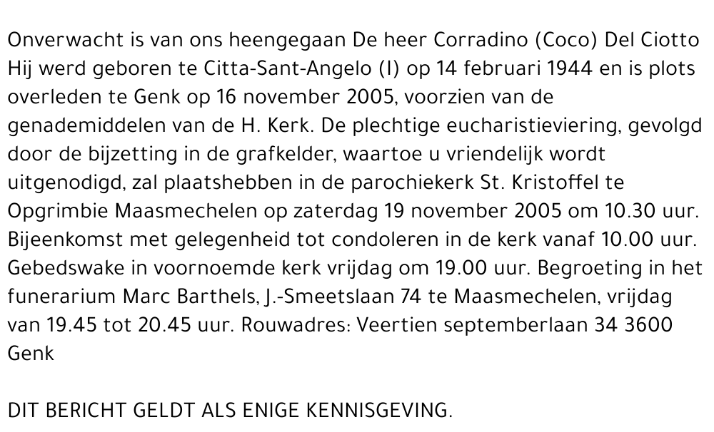 Corradino (Coco) Del Ciotto