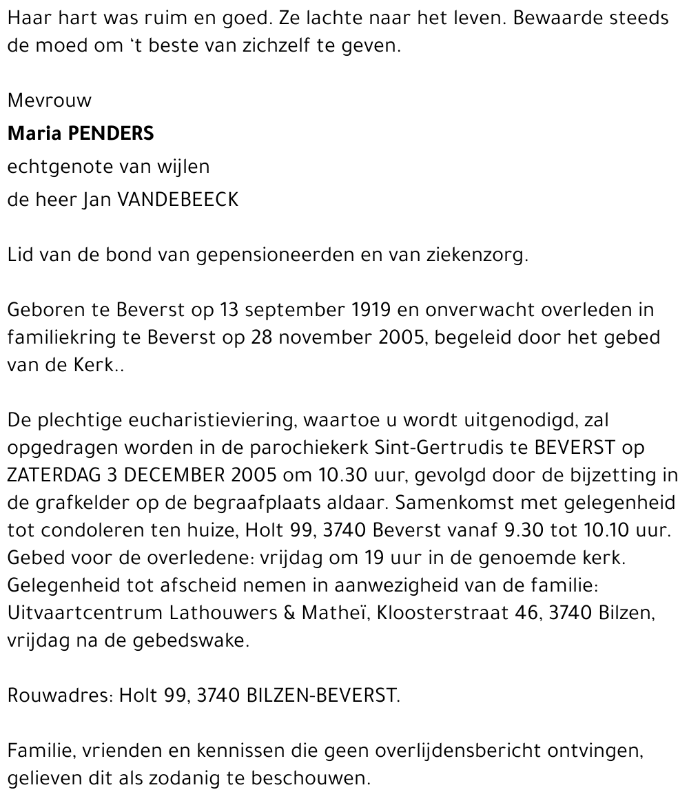 Maria PENDERS