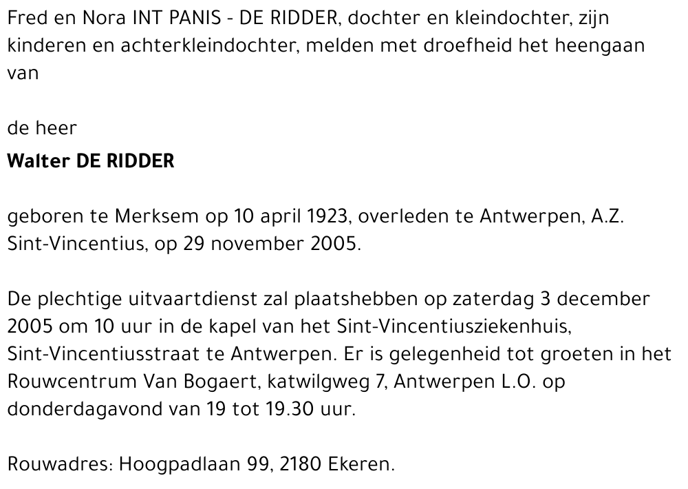 Walter De Ridder