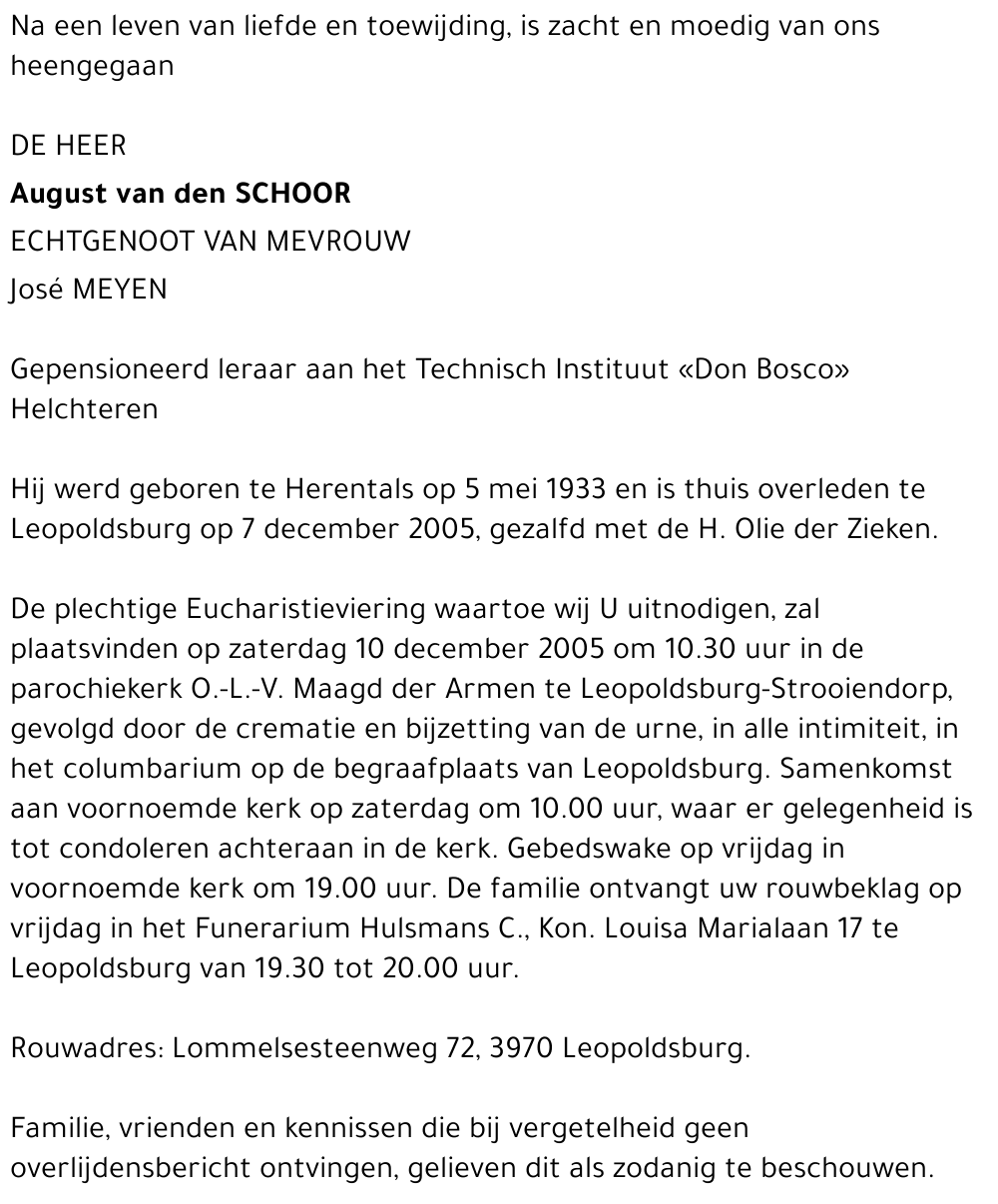 August Van den Schoor