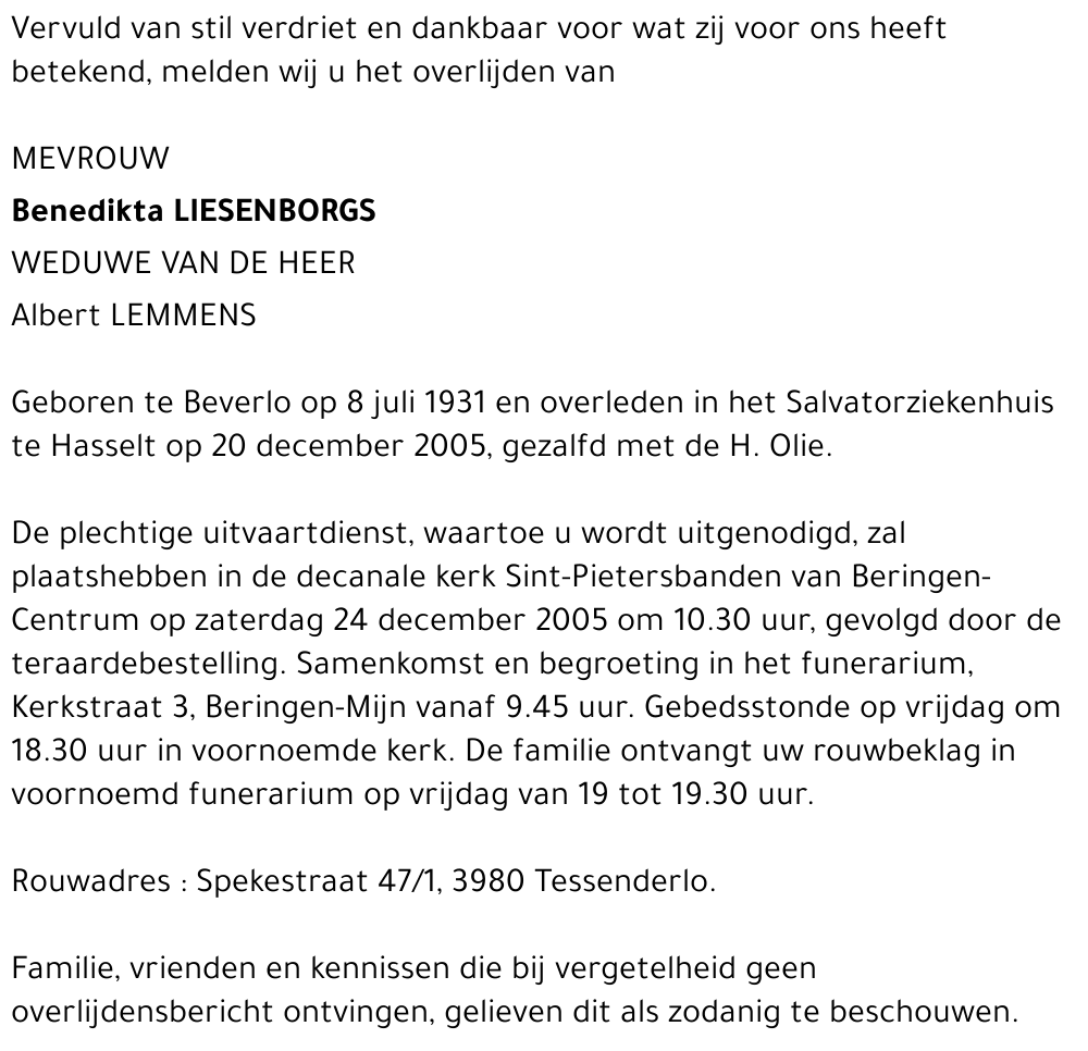 Benedikta Liesenborgs