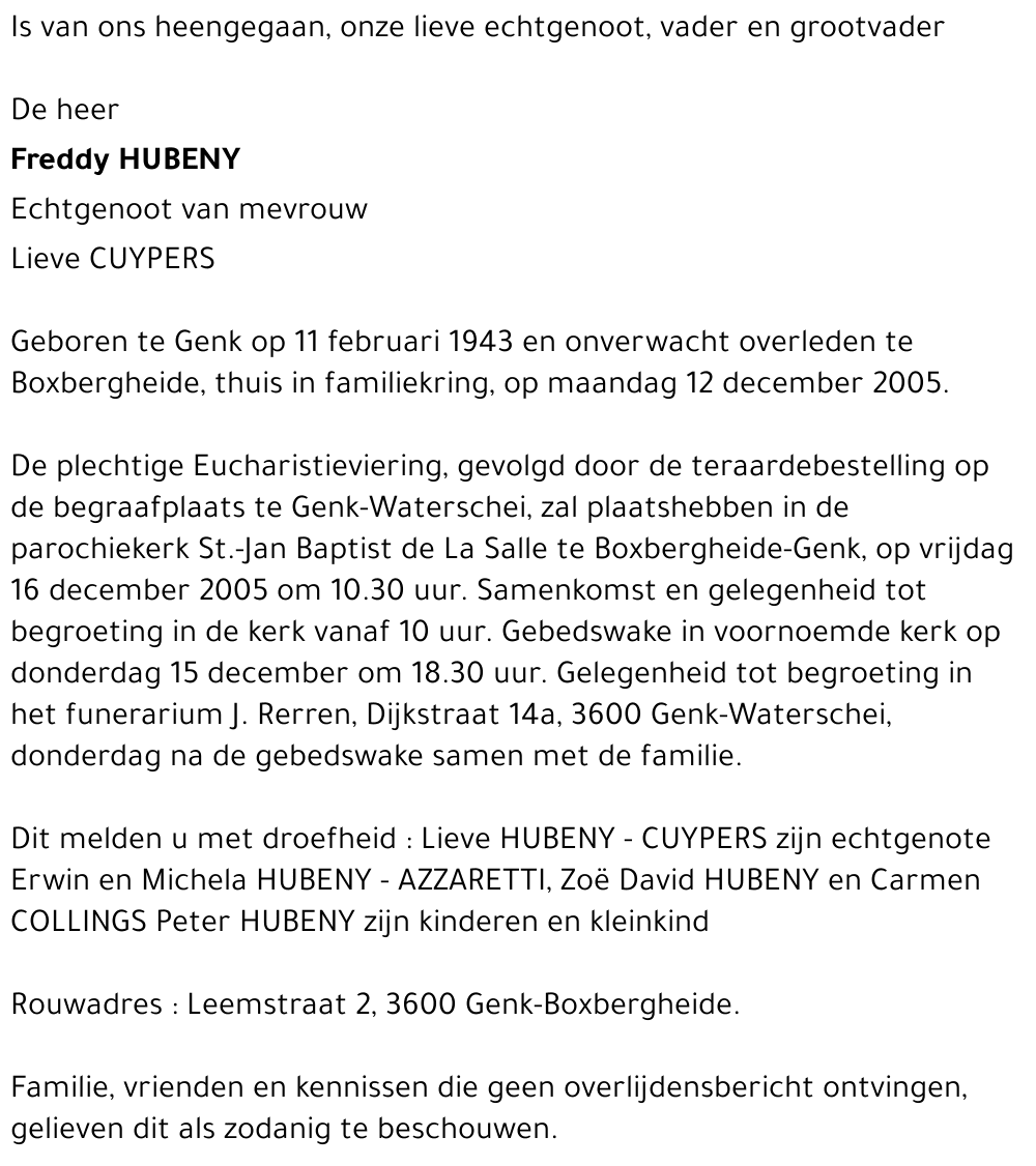 Freddy HUBENY