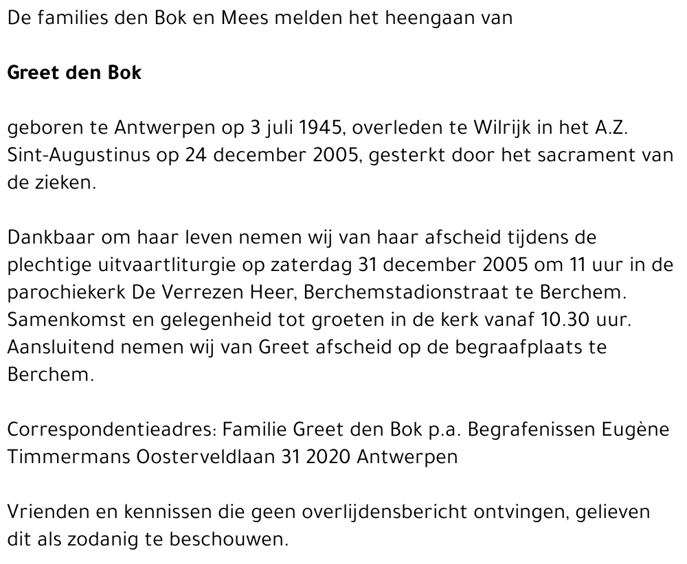 Greet den Bok