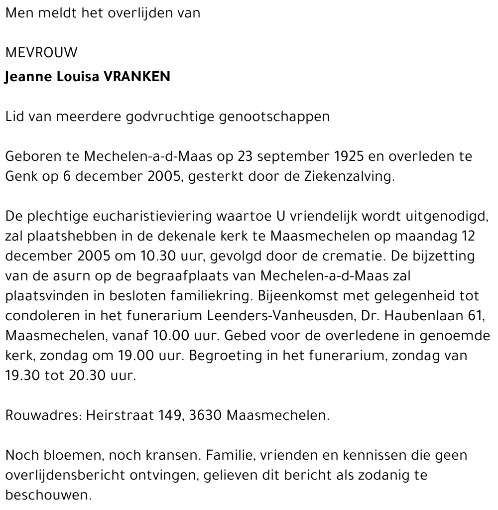 Jeanne Louise Vranken