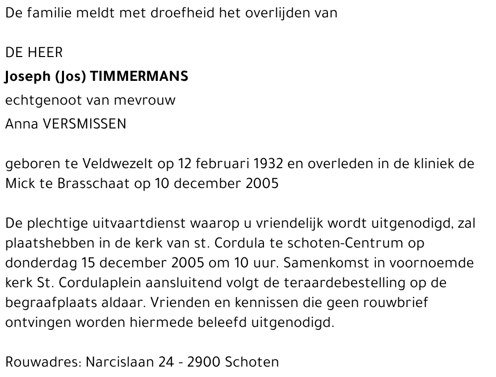 Joseph (Jos) Timmermans