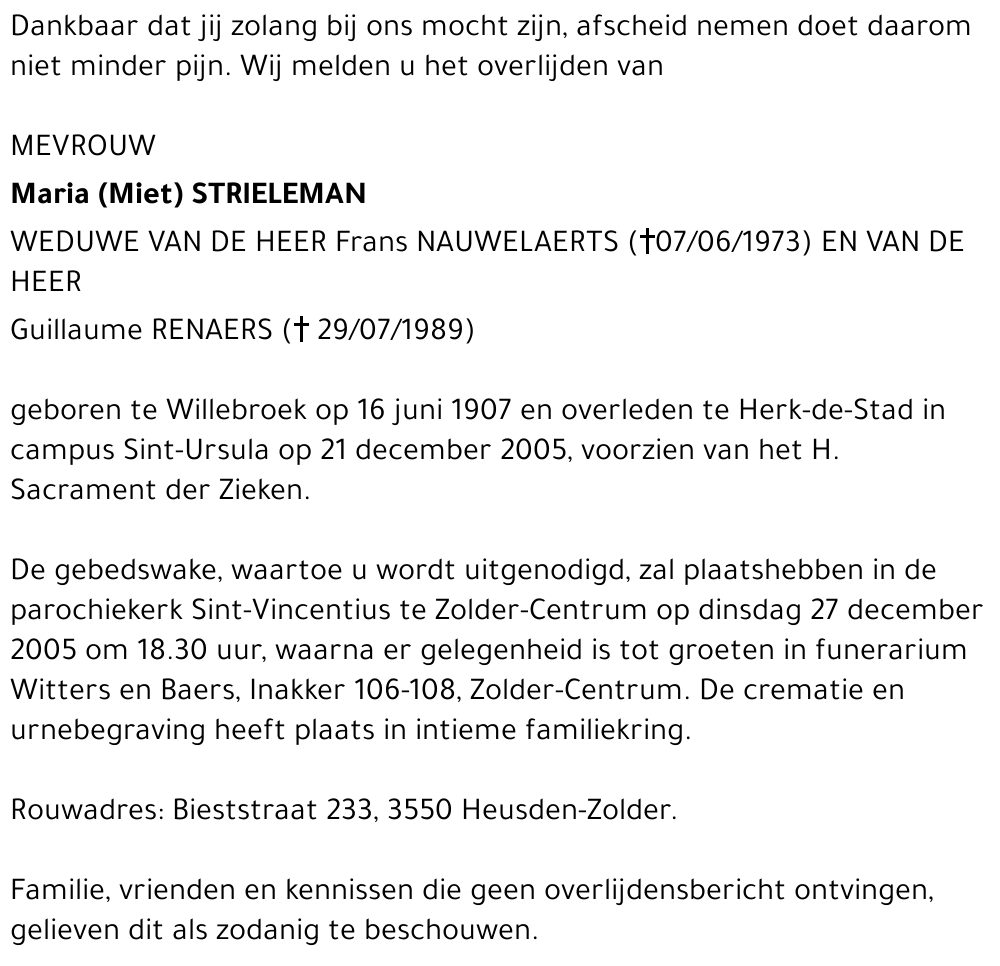 Maria (Miet) Strieleman