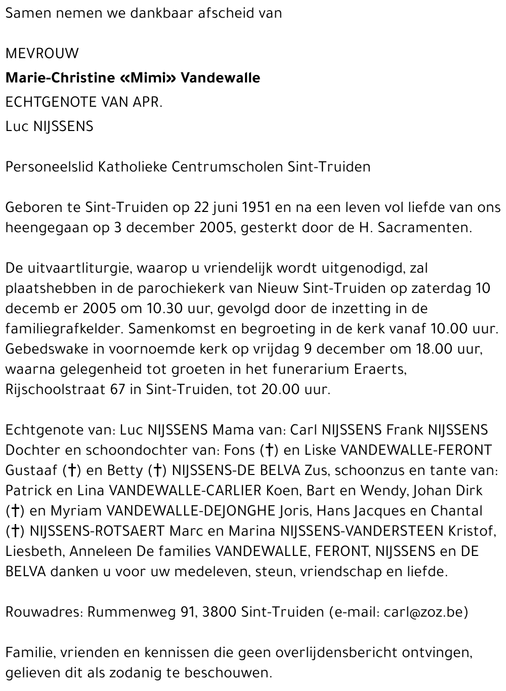 Marie-Christine «Mimi» Vandewalle