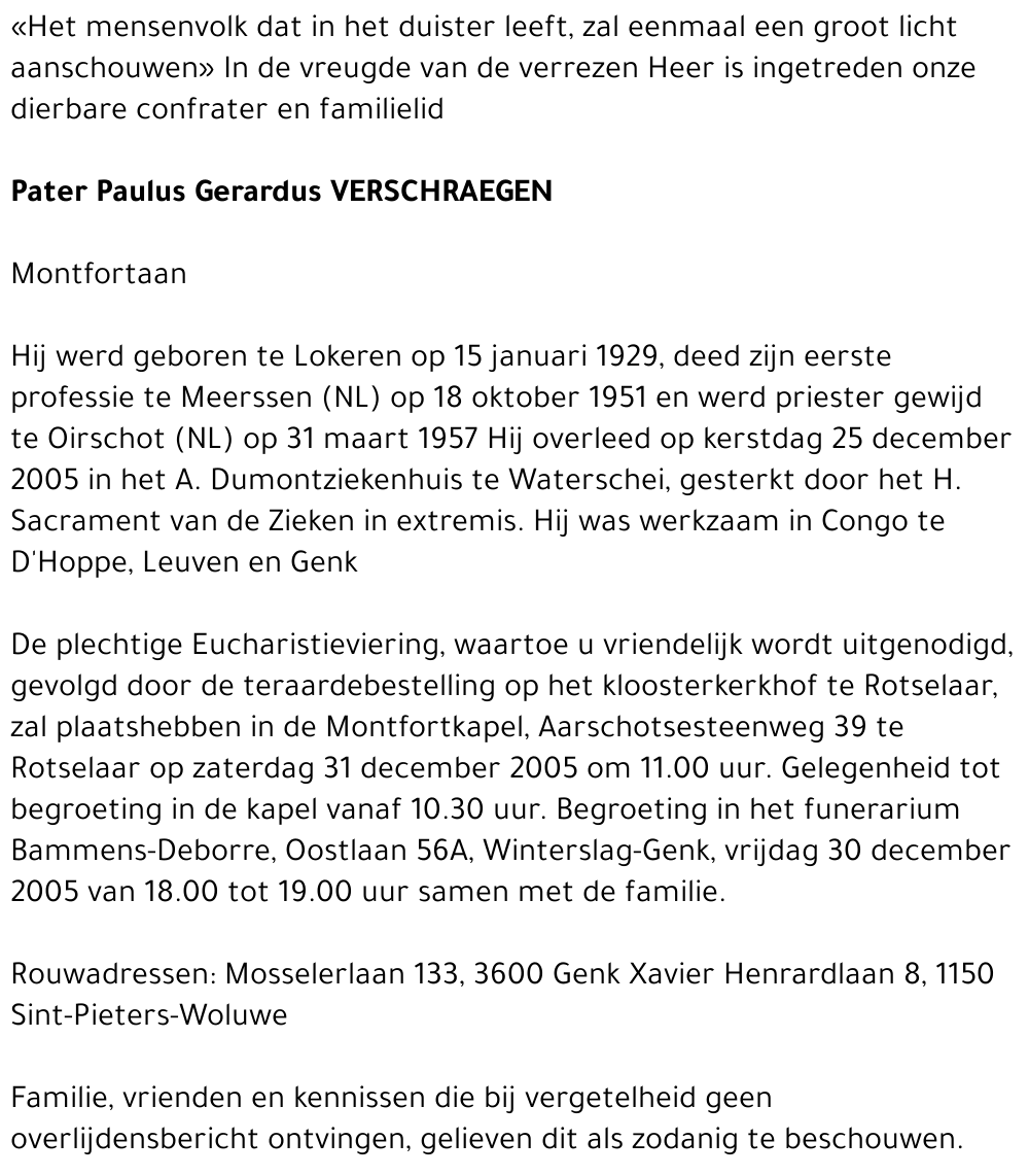 Pater Paulus Gerardus Verschraegen