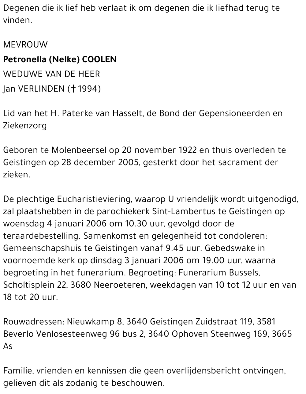 Petronella (Nelke) Coolen