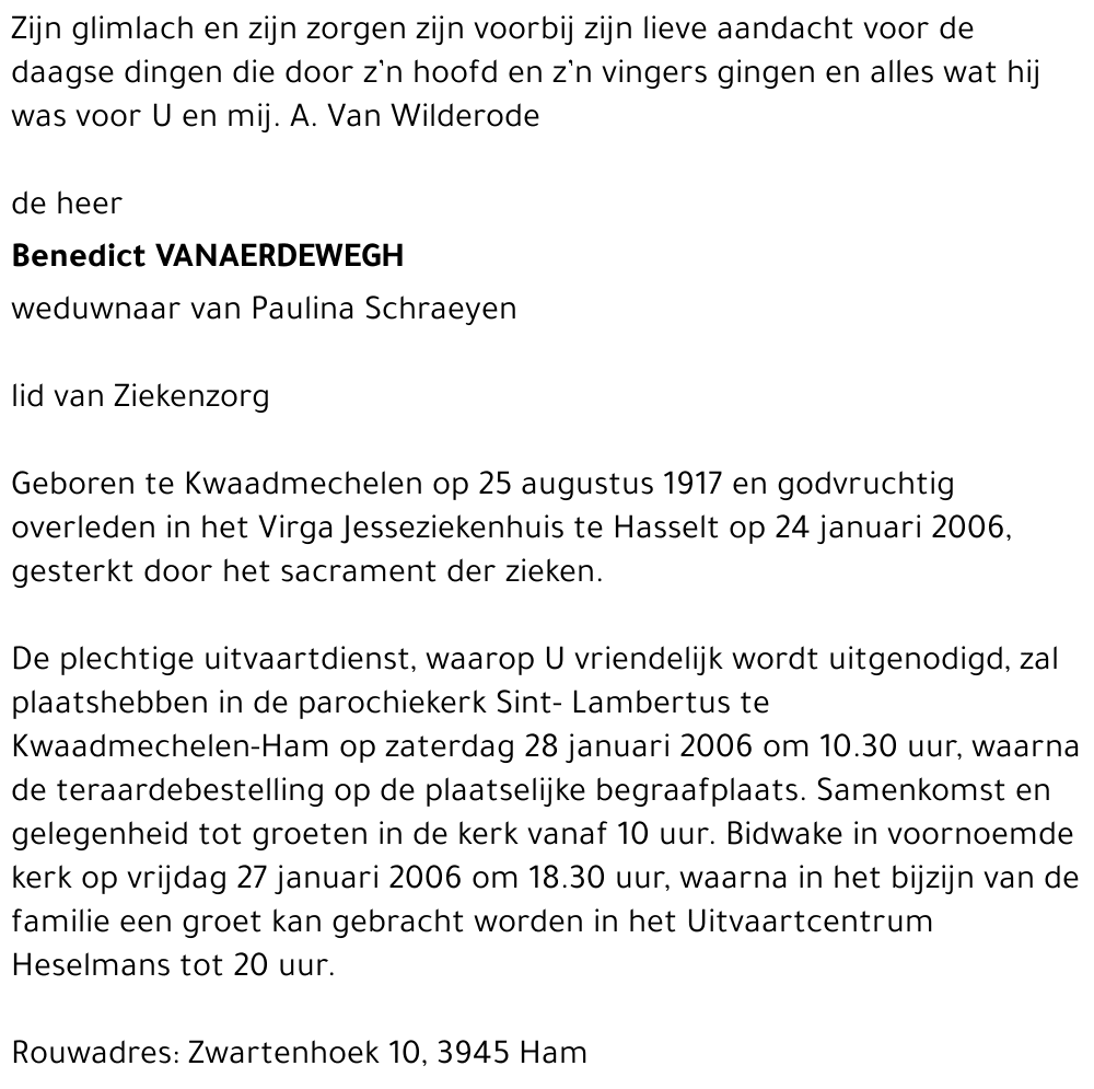 Benedict Vanaerdewegh