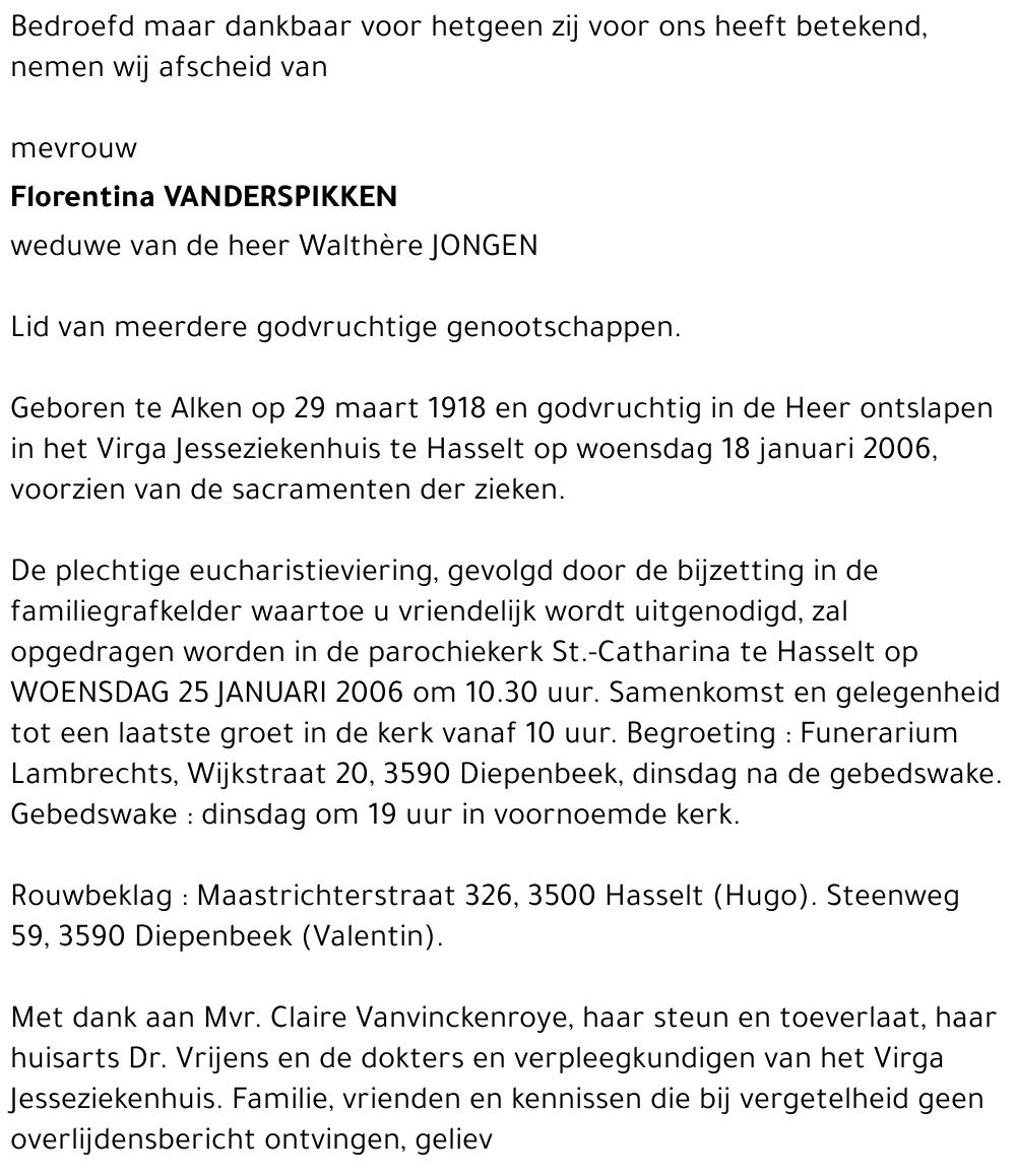 Florentina VANDERSPIKKEN