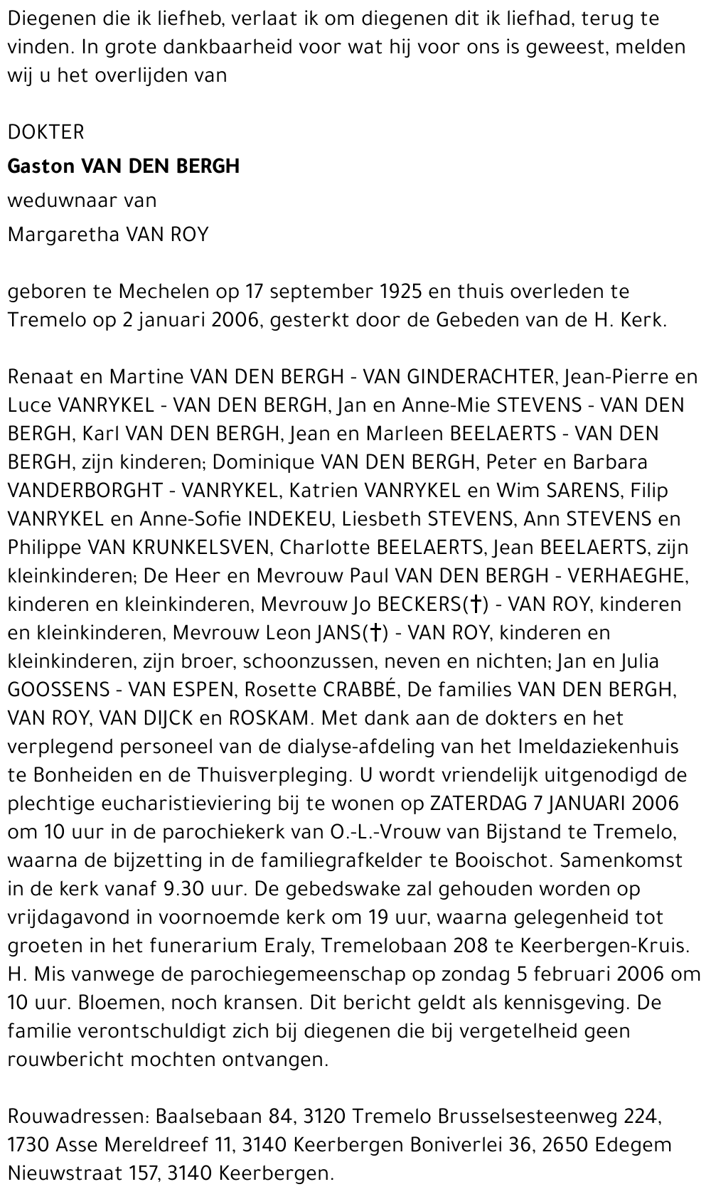 Gaston VAN DEN BERGH