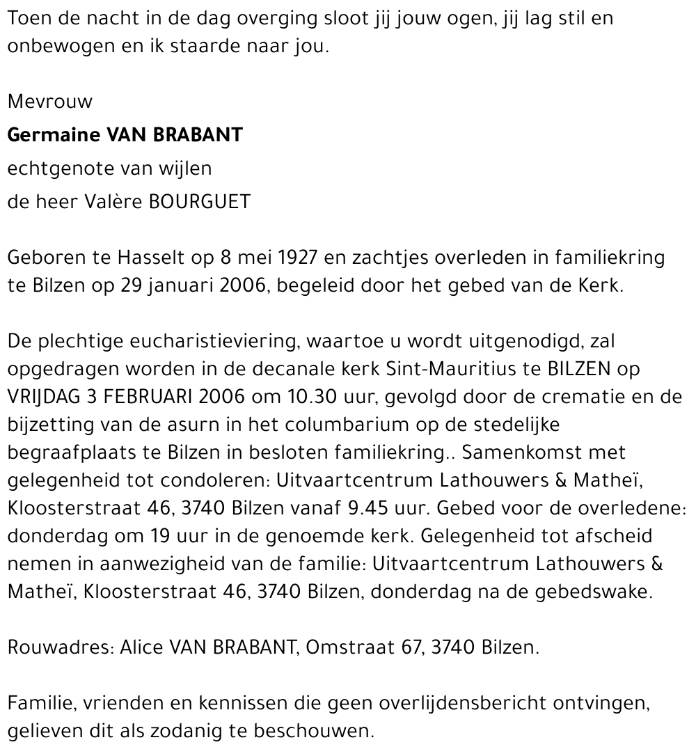 Germaine VAN BRABANT