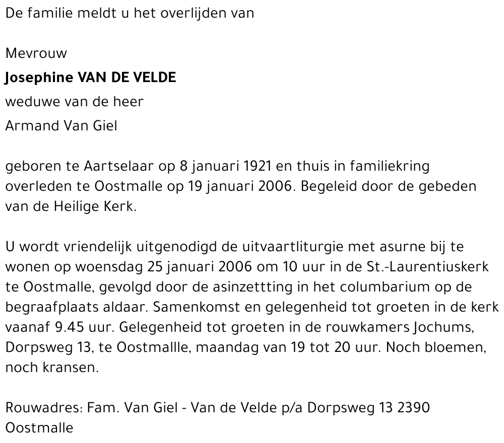 Josephine Van de Velde