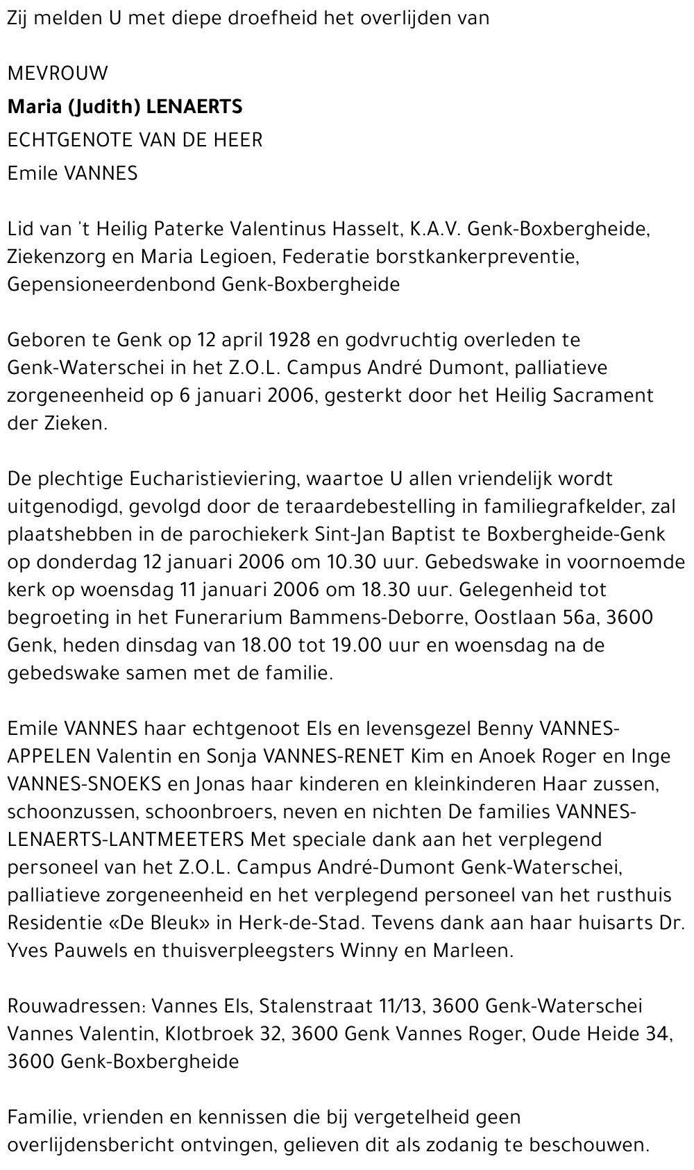 Maria (Judith) Lenaerts