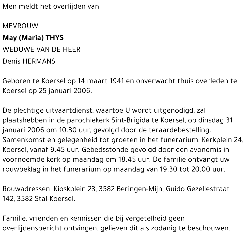May (Maria) Thys
