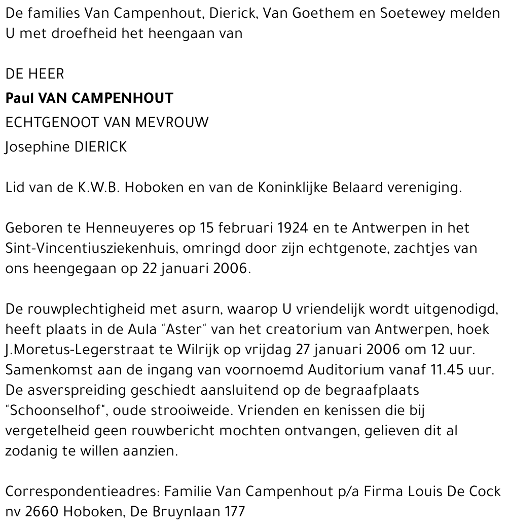 Paul VAN CAMPENHOUT