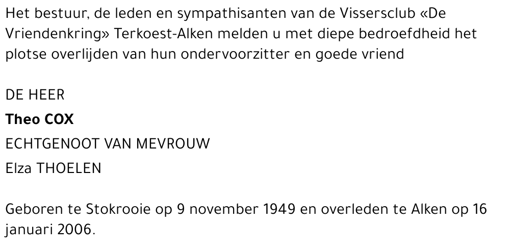 Theo Cox (Vissersclub)