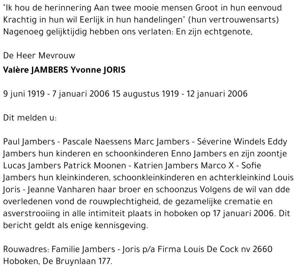Valère en Yvonne Jambers en Joris
