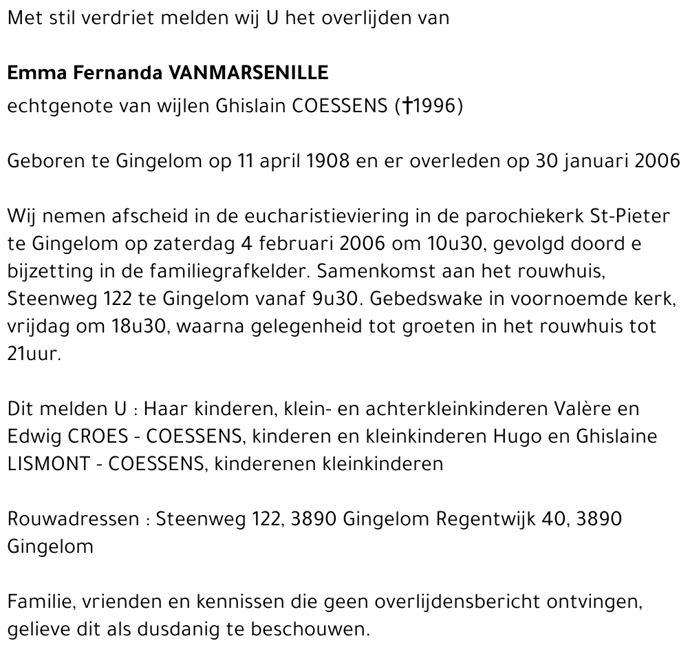 Vanmarsenille Emma Fernanda