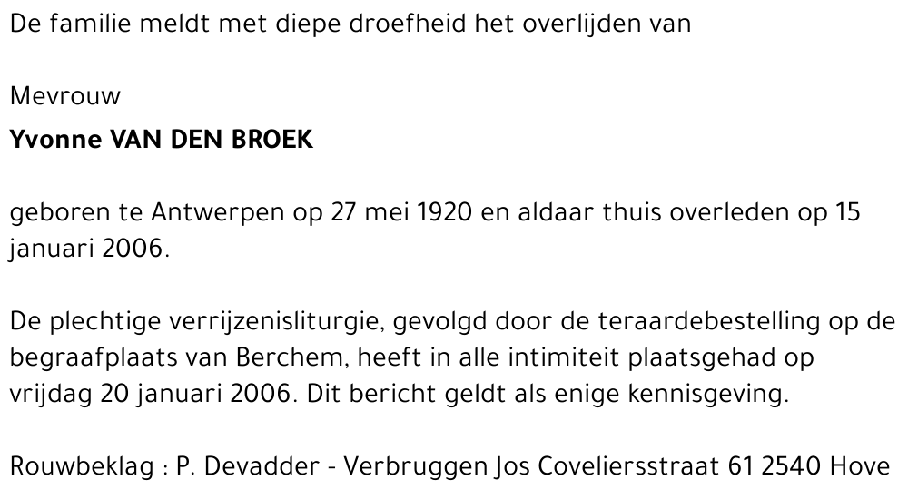 Yvonne VAN DEN BROEK