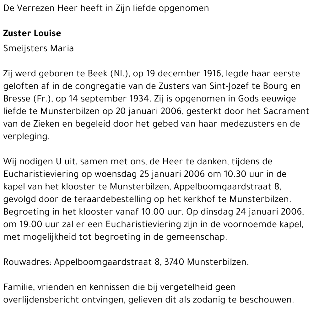 Zuster Louise Smeijsters Maria