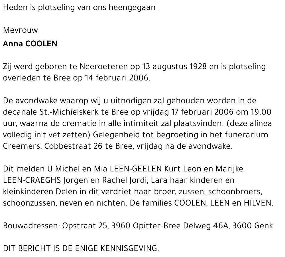 Anna COOLEN
