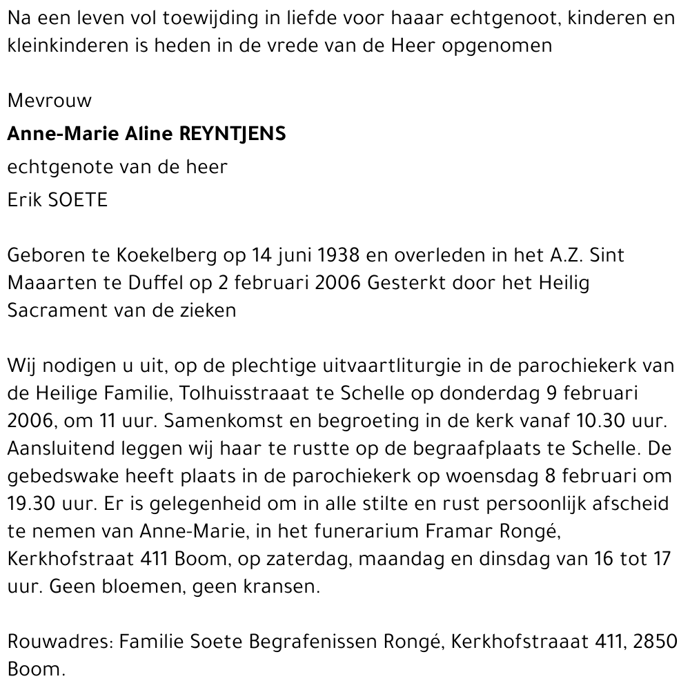 Anne-Marie Aline Reyntjens