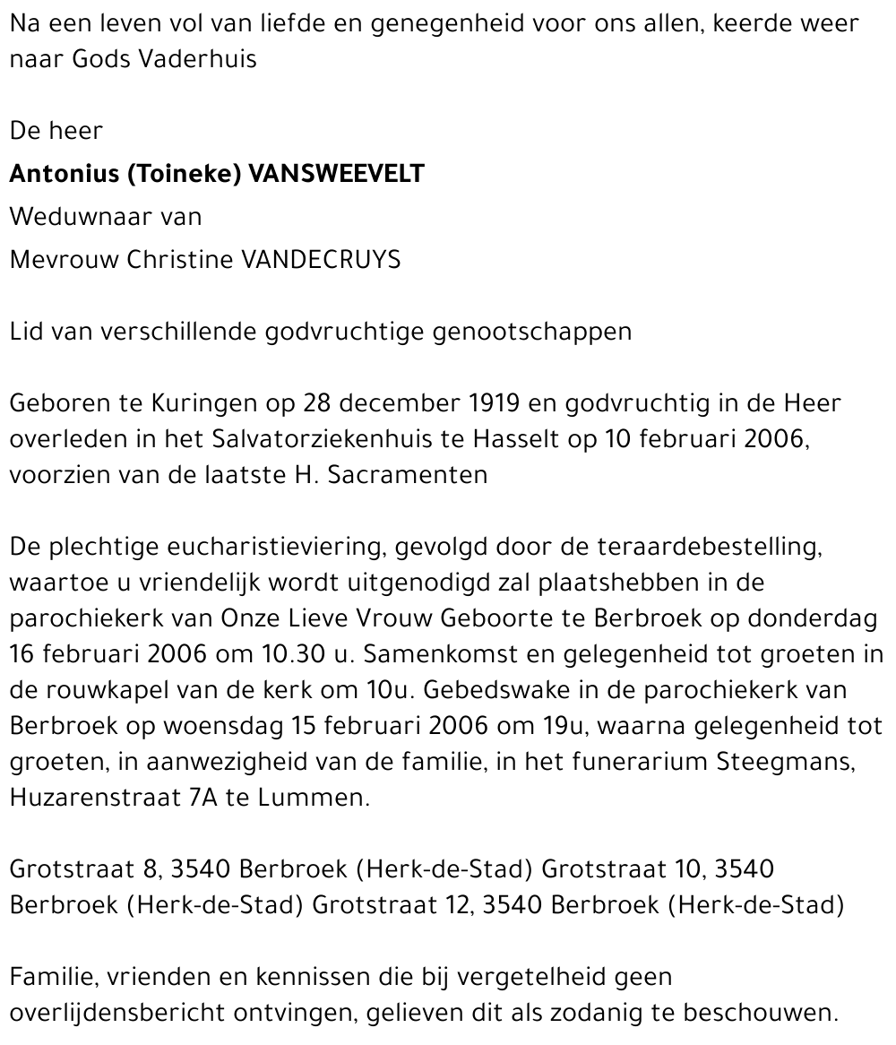 Antonius Vansweevelt