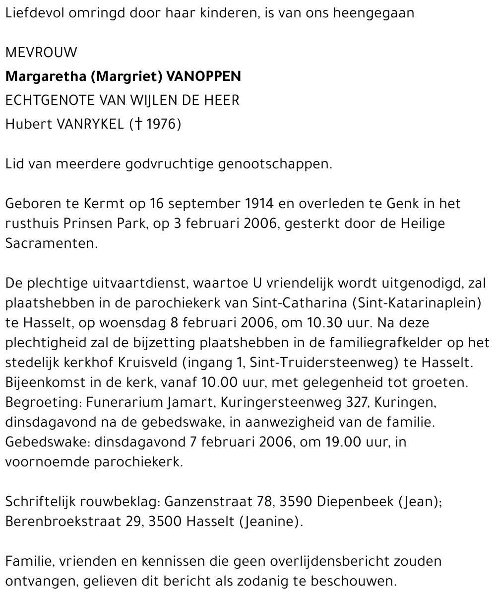 Margaretha Vanoppen