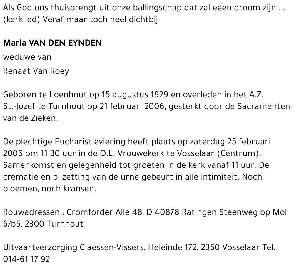 Maria Van Den Eynden