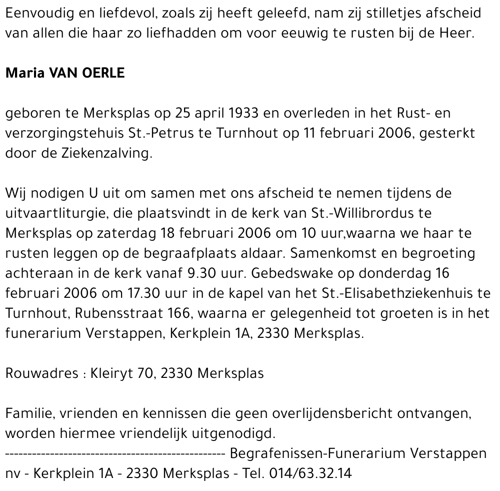 Maria Van Oerle