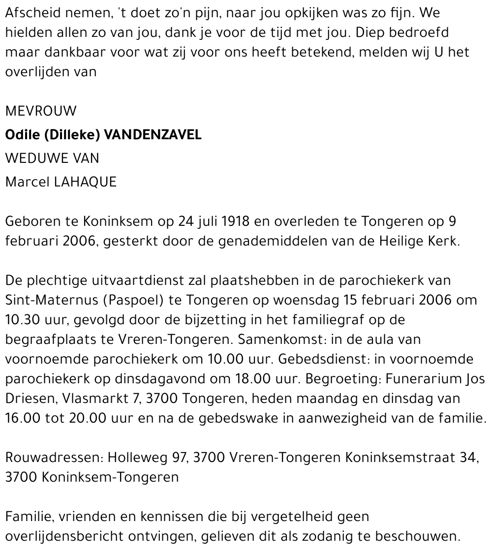 Odile (Dilleke) Vandenzavel