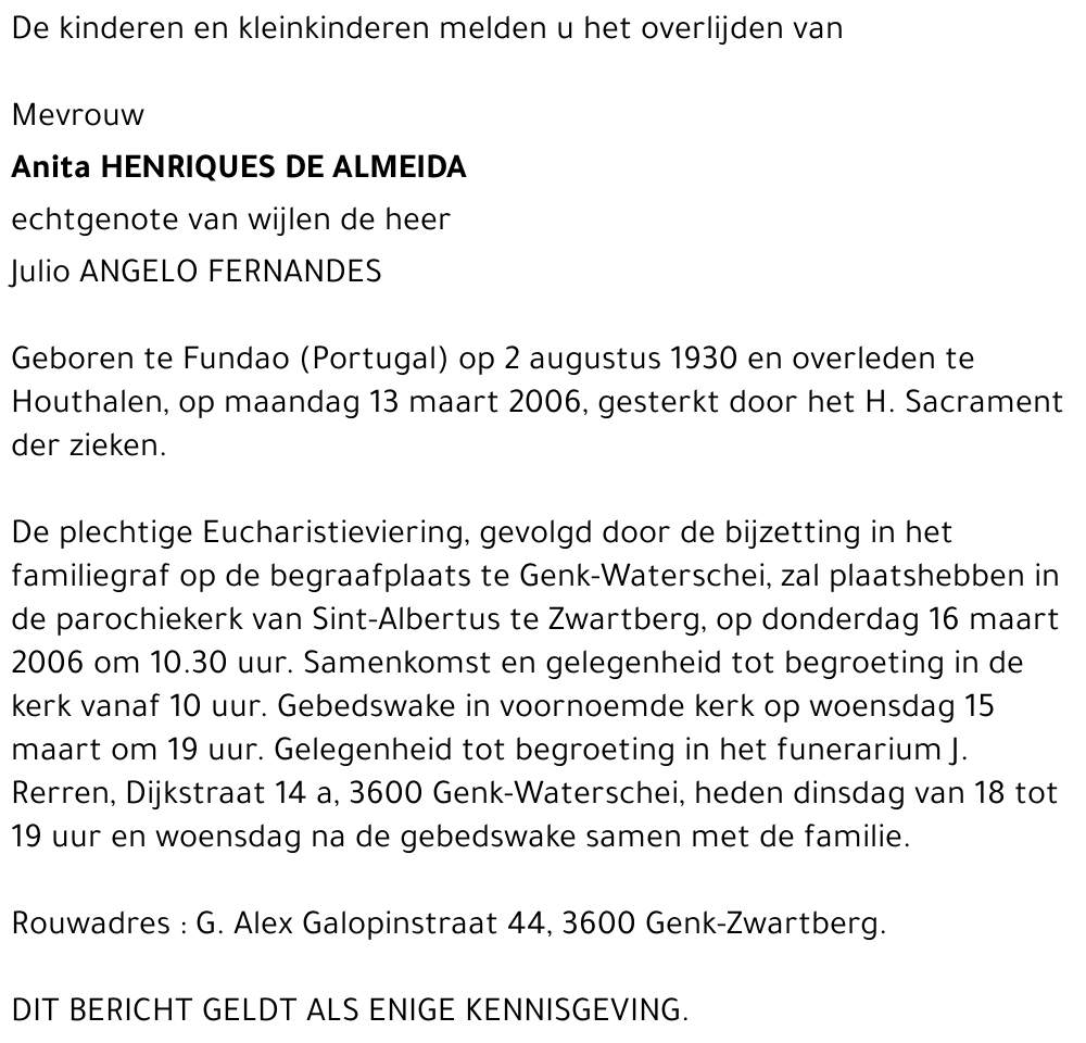 Anita HENRIQUES DE ALMEIDA