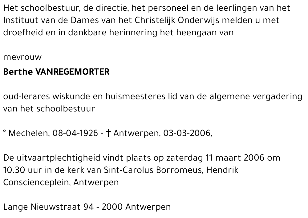 Berthe Vanregemorter