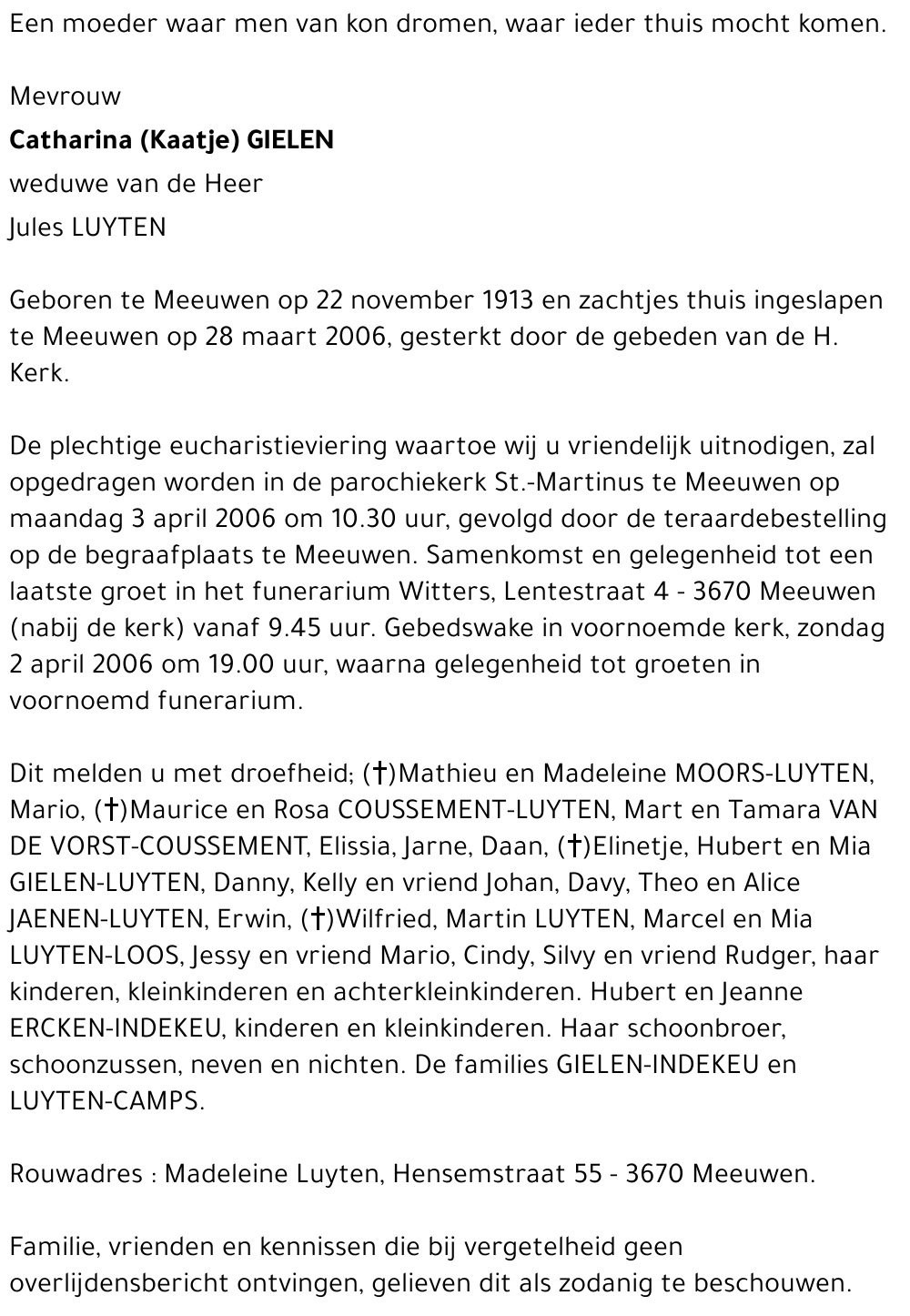 Catharina (Kaatje) Gielen